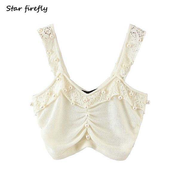 star firefly fashion small female 2020 summer casual slim v-neck pearl decoration hollow small pleated vest women, White
star firefly fashion small female 2020 summer casual slim v-neck pearl decoration hollow small pleated vest women, White