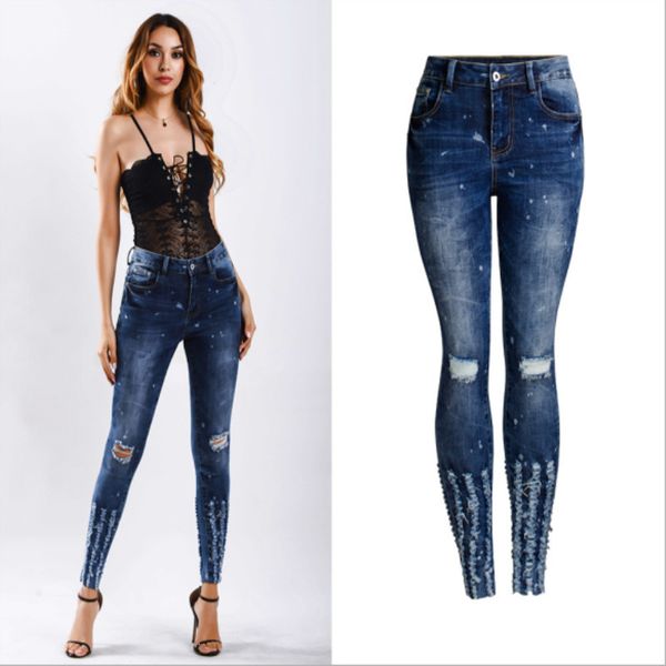 aphrodite home women jeans stretch washed manually worn ripped jeans for women slim skinny pencil pants denim nine pants, Blue
aphrodite home women jeans stretch washed manually worn ripped jeans for women slim skinny pencil pants denim nine pants, Blue
