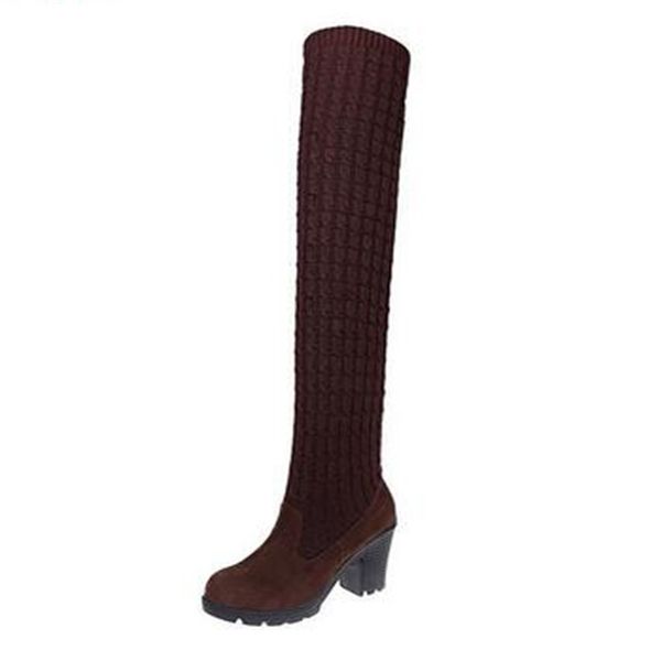 ladies brown elastic knitting thigh high boots heels 8cm over knee boots womens shoes autumn winter fashion platform boots women, Black
ladies brown elastic knitting thigh high boots heels 8cm over knee boots womens shoes autumn winter fashion platform boots women, Black