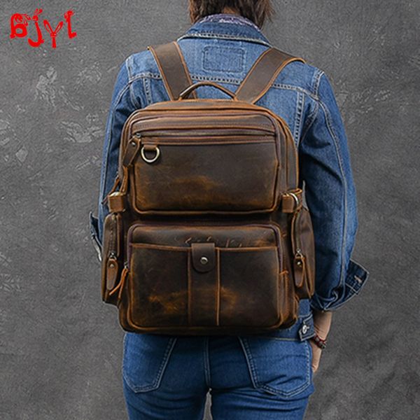 new retro crazy horse leather men's backpack multi-pocket leather large capacity computer shoulder bag strap travel backpacks
new retro crazy horse leather men's backpack multi-pocket leather large capacity computer shoulder bag strap travel backpacks