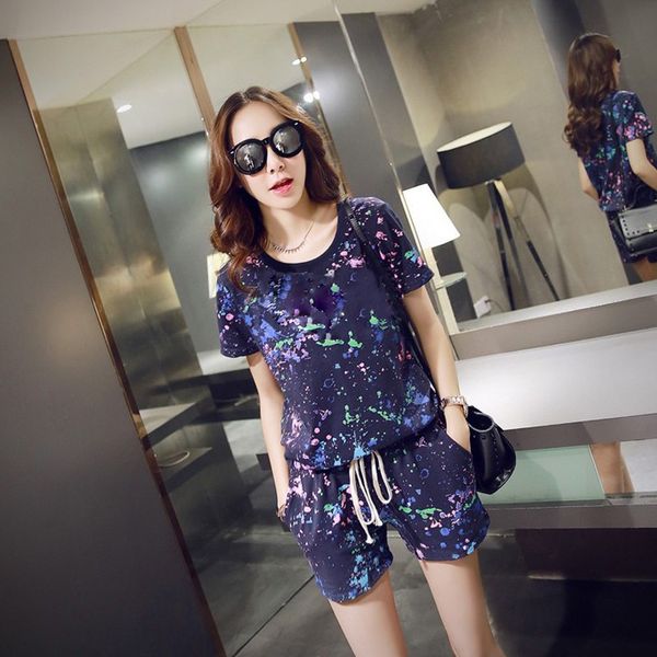 two piece sets -2xl short sleeve +elastic waist shorts summer print women set fashion o-neck blue/white casual female sets, Gray
two piece sets -2xl short sleeve +elastic waist shorts summer print women set fashion o-neck blue/white casual female sets, Gray