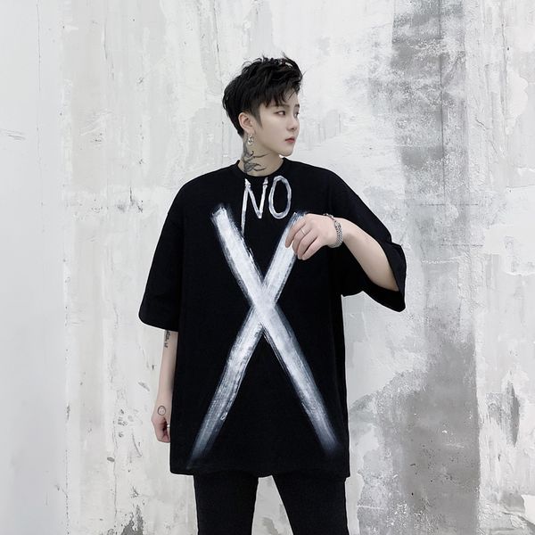 men summer hand painted short sleeve casual loose tees shirts male streetwear hip hop fashion t-shirt, White;black
men summer hand painted short sleeve casual loose tees shirts male streetwear hip hop fashion t-shirt, White;black