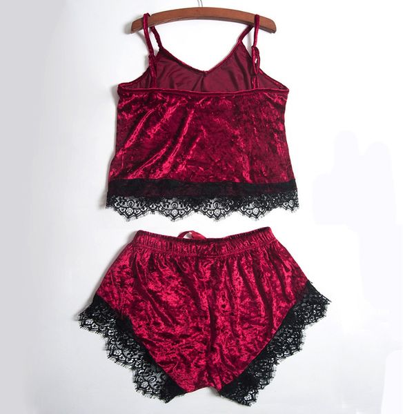 2pcs pajamas set v neck sling sleeveless shirt lace blouse shorts outfit sleepwear nightie pijamas pijama feminino, Black;red
2pcs pajamas set v neck sling sleeveless shirt lace blouse shorts outfit sleepwear nightie pijamas pijama feminino, Black;red