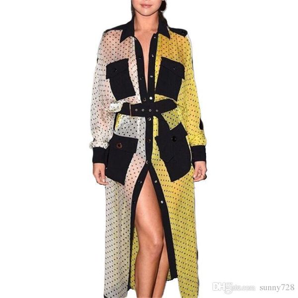 Fashion Dot Pattern Women Runway Dress Latest Sexy Split Printing Long Sleeves Turn Down Party Shirt Dresses Ankle Length
Fashion Dot Pattern Women Runway Dress Latest Sexy Split Printing Long Sleeves Turn Down Party Shirt Dresses Ankle Length