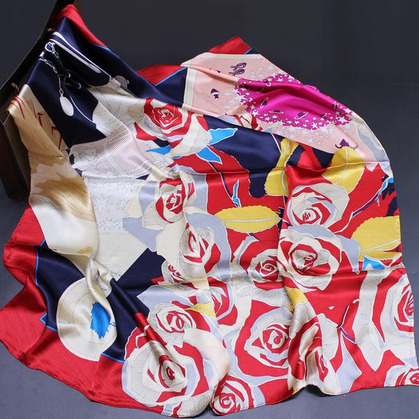 true silk fibroin crepe satin 110 big square scarf unconstrained style origami rose shawl silk silk scarf female scarf, Blue;gray
true silk fibroin crepe satin 110 big square scarf unconstrained style origami rose shawl silk silk scarf female scarf, Blue;gray