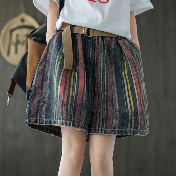 johnature fashion retro striped pockets elastic waist cotton denim wide leg shorts 2020 summer new leisure all-match women short, White;black
johnature fashion retro striped pockets elastic waist cotton denim wide leg shorts 2020 summer new leisure all-match women short, White;black