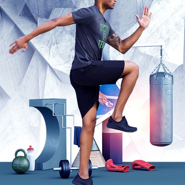new 2pcs men's quick-drying short-sleeved&shorts sports running fitness clothing men training basketball pro casual sports suit, Black;blue
new 2pcs men's quick-drying short-sleeved&shorts sports running fitness clothing men training basketball pro casual sports suit, Black;blue