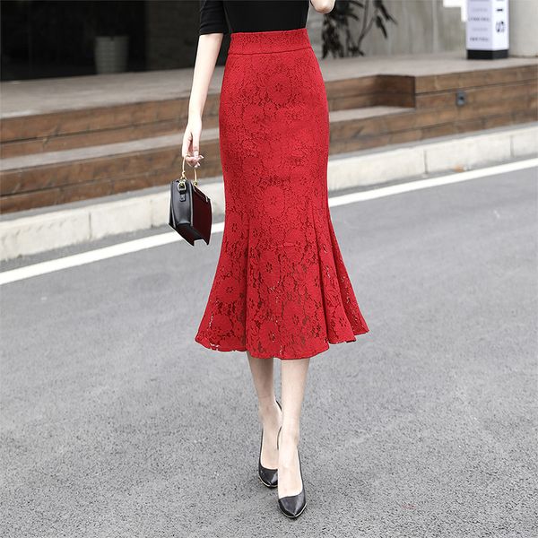 long red lace skirt women elegant 2020 summer new package hip skirt midi office lady work wear 3693ly, Black
long red lace skirt women elegant 2020 summer new package hip skirt midi office lady work wear 3693ly, Black
