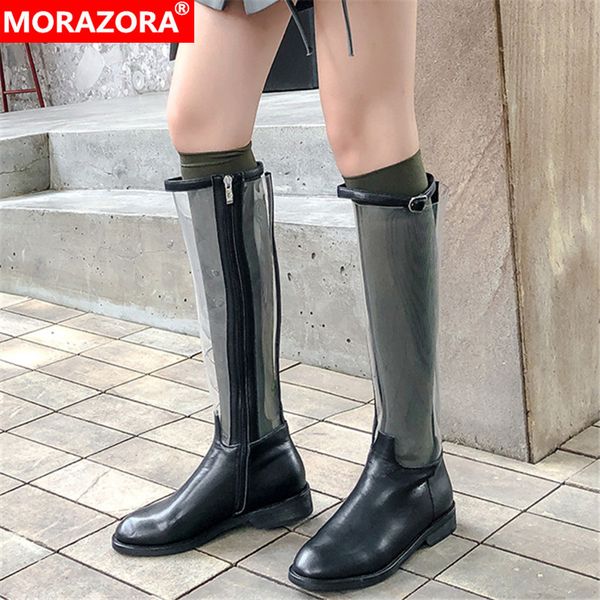 morazora 2020 genuine leather shoes women knee high boots zip unique transparent long boots low heels casual shoes woman, Black
morazora 2020 genuine leather shoes women knee high boots zip unique transparent long boots low heels casual shoes woman, Black