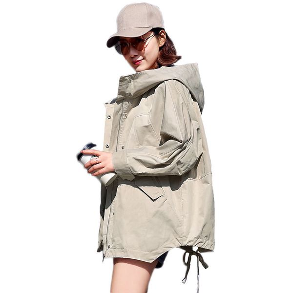 casual women windbreaker 2019 new spring elegant fashion loose trend outerwear autumn solid color street hooded ladies coat j406, Tan;black
casual women windbreaker 2019 new spring elegant fashion loose trend outerwear autumn solid color street hooded ladies coat j406, Tan;black