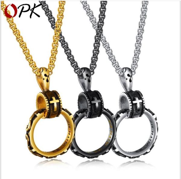 european and american creative eternal ring pendant cross titanium steel necklace gift for men, Silver
european and american creative eternal ring pendant cross titanium steel necklace gift for men, Silver