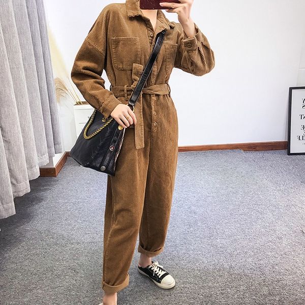 2019 high fashion winter rompers women corduroy cargo loose long sleeve belt pocket jumpsuits wholesale, Black;white
2019 high fashion winter rompers women corduroy cargo loose long sleeve belt pocket jumpsuits wholesale, Black;white