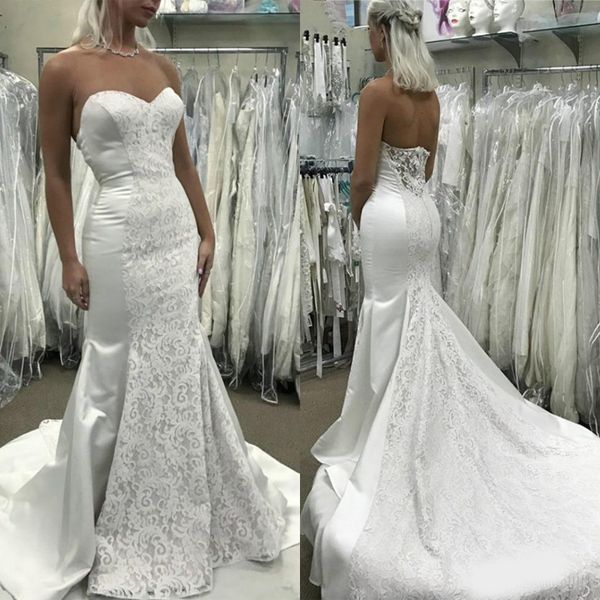 vintage mermaid wedding dresses 2020 lace sweetheart backless castle bridal gowns satin court train vestidos de novia plus size, White
vintage mermaid wedding dresses 2020 lace sweetheart backless castle bridal gowns satin court train vestidos de novia plus size, White