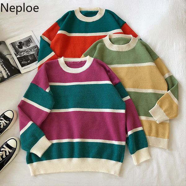 neploe contrast color loose striped sweater women jumper 2019 fall winter korean pullover knitwear long sleeve pull femme 56401, White;black
neploe contrast color loose striped sweater women jumper 2019 fall winter korean pullover knitwear long sleeve pull femme 56401, White;black