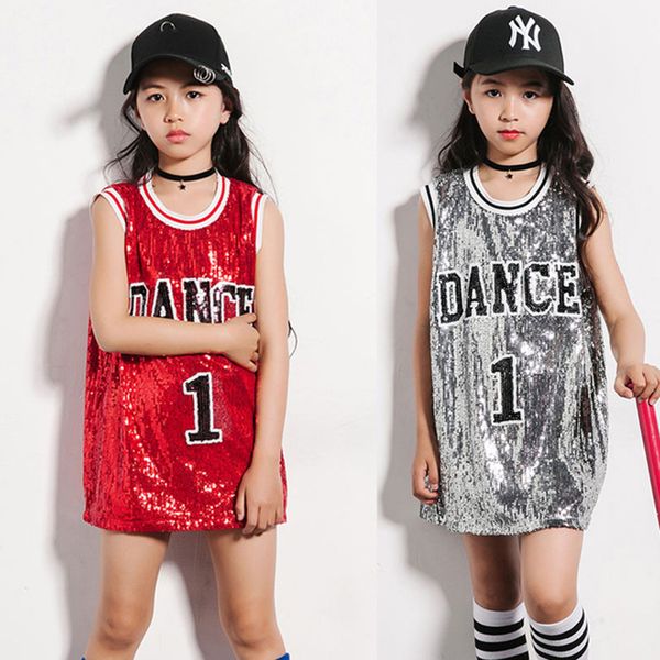 jazz dance girls hip hop dance costumes children red silver sequin vest dress kids street dancing clothing ballroom stage wear, Black;red 
jazz dance girls hip hop dance costumes children red silver sequin vest dress kids street dancing clothing ballroom stage wear, Black;red