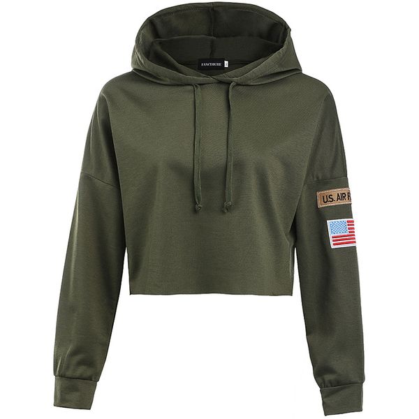 army green women crop tops мода тонкая толстовка письмо вышитый с длинным рукавом толстовка 2019 весна нового прибытия женская одежда, Black
army green women crop tops мода тонкая толстовка письмо вышитый с длинным рукавом толстовка 2019 весна нового прибытия женская одежда, Black