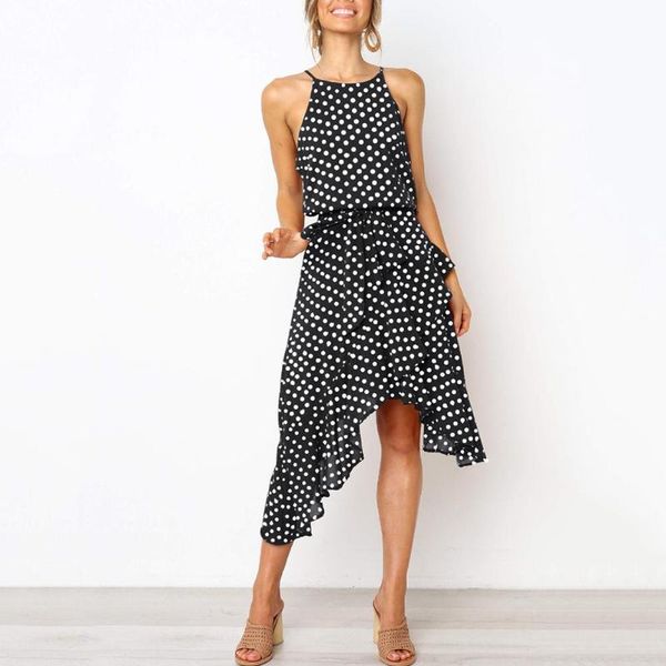 women polka dot print irregular hem waist belt sleeveless halter midi dress polka dot print waist belt irregular hem midi dress, Black;gray
women polka dot print irregular hem waist belt sleeveless halter midi dress polka dot print waist belt irregular hem midi dress, Black;gray