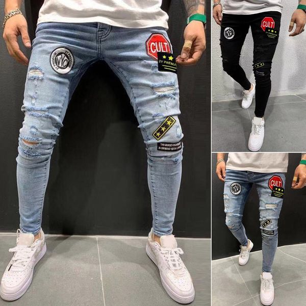 men's fashion casual denim straight hole trouser distressed jeans long pants stretch slim fit pantalones m827, Blue
men's fashion casual denim straight hole trouser distressed jeans long pants stretch slim fit pantalones m827, Blue