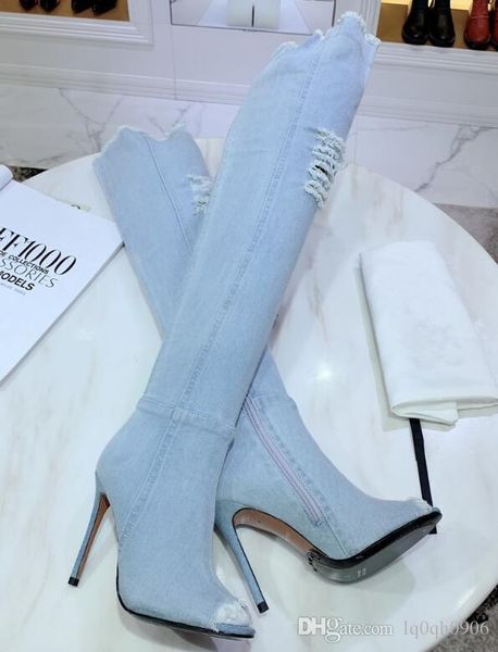 10.5 см женщин высокой пятки синий деним сапоги стороне молния роскошные дизайнерские женщин отверстие ковбойские сапоги женщин 35-41, Black
10.5 см женщин высокой пятки синий деним сапоги стороне молния роскошные дизайнерские женщин отверстие ковбойские сапоги женщин 35-41, Black