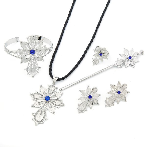 ethiopian cross necklace pendant bangle earring ring hairpin white gold color habesha jewelry sets, Black
ethiopian cross necklace pendant bangle earring ring hairpin white gold color habesha jewelry sets, Black