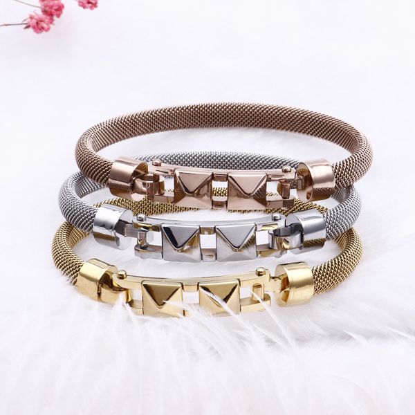 mesh creative ladies bracelet fashion simple stainless steel bracelet temperament gold silver bracelet, Black
mesh creative ladies bracelet fashion simple stainless steel bracelet temperament gold silver bracelet, Black