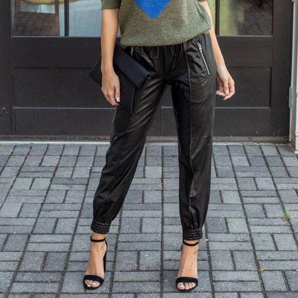 womens faux leather solid pants trousers high waist bottoms adjustable trousers casual solid slim joggers women calca feminina, Black;white
womens faux leather solid pants trousers high waist bottoms adjustable trousers casual solid slim joggers women calca feminina, Black;white