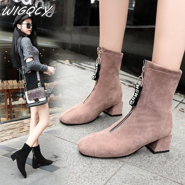 2019 new comfortable non-slip boot women's fashion trend thick with round head suede high-heeled boots mujer mx200508, Black
2019 new comfortable non-slip boot women's fashion trend thick with round head suede high-heeled boots mujer mx200508, Black