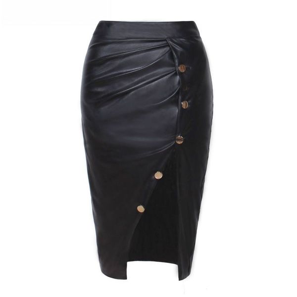 green bright leather skirt new ladies knee length evening party bodycon leather skirt side slit, Black
green bright leather skirt new ladies knee length evening party bodycon leather skirt side slit, Black