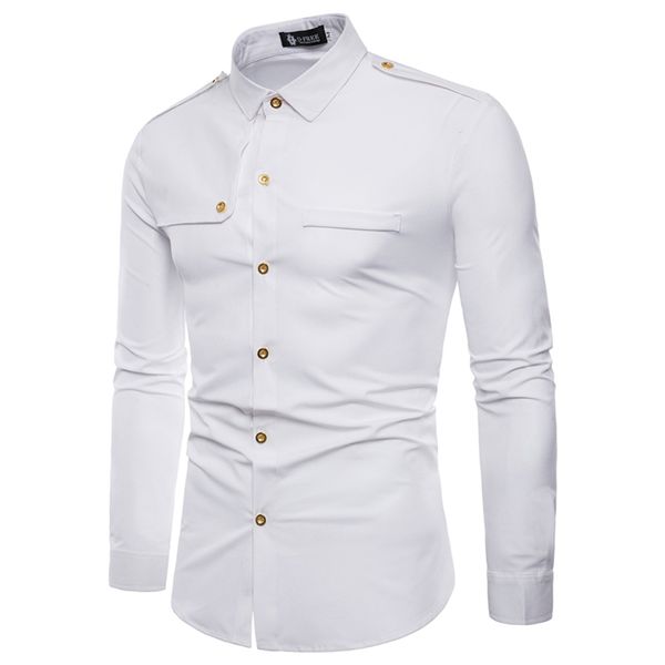 men's casual shirts 2021 spring and autumn fashion long-sleeve tooling shirt / man's epaulette design work, White;black
men's casual shirts 2021 spring and autumn fashion long-sleeve tooling shirt / man's epaulette design work, White;black