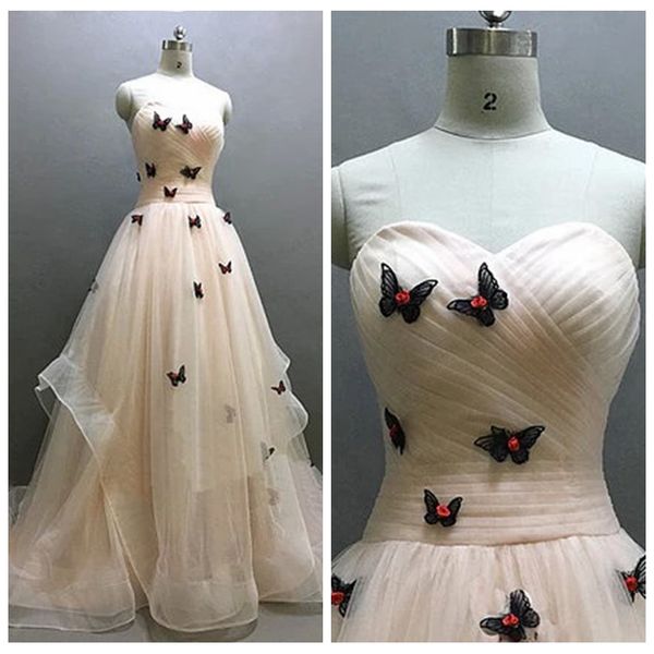 attractive strapless champagne evening dresses with 3d butterfly tiered tulle women prom dresses lace up back long evening gowns for winter, Black;red
attractive strapless champagne evening dresses with 3d butterfly tiered tulle women prom dresses lace up back long evening gowns for winter, Black;red