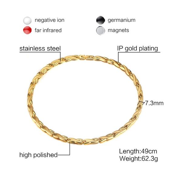 vinterly chain necklaces gold-color stainless steel health energy germanium bio magnetic necklace for women men jewelry, Silver
vinterly chain necklaces gold-color stainless steel health energy germanium bio magnetic necklace for women men jewelry, Silver