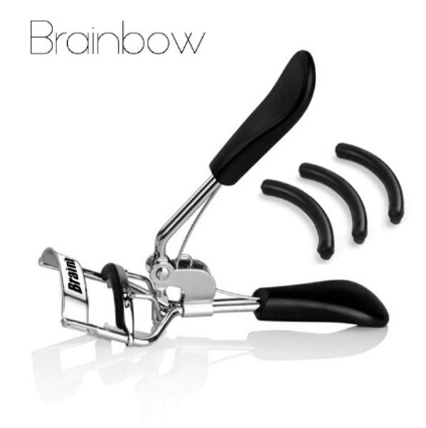 3 pcs/lot woman silver eyelashes curler supplementer clip with black handle+3pcs eyelash curler replacement pads makeup tools