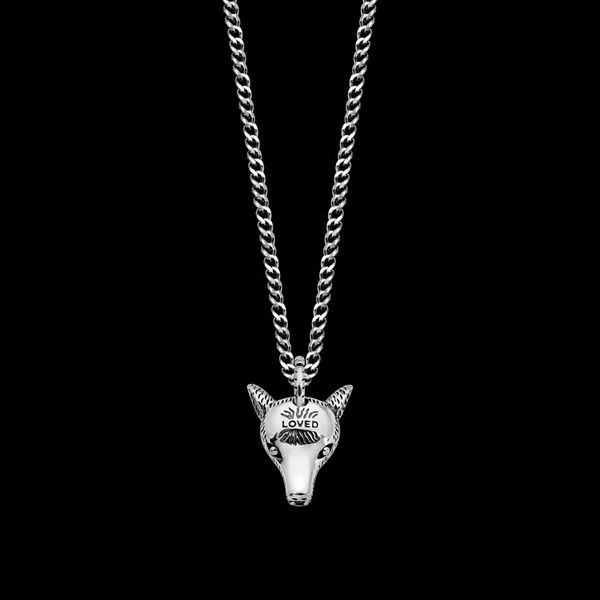 2020 designer fashion style g letter retro wind wolf head necklace gold version men's super cool medium length necklace, Silver
2020 designer fashion style g letter retro wind wolf head necklace gold version men's super cool medium length necklace, Silver