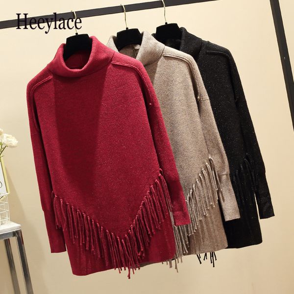 plus size ladies turtleneck pullover tassel sweater thick long sleeve autumn winter solid knitting sweater for lady, White;black
plus size ladies turtleneck pullover tassel sweater thick long sleeve autumn winter solid knitting sweater for lady, White;black