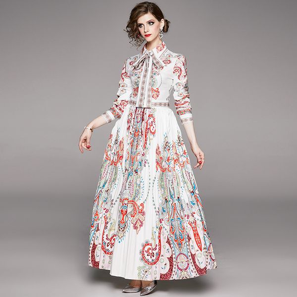 fashion runway autumn belted dresses women long sleeve elegant vacation holiday printed vintage pleated long shirt dress, White
fashion runway autumn belted dresses women long sleeve elegant vacation holiday printed vintage pleated long shirt dress, White
