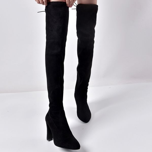 high fashion flock over-the-knee long boots for women square heel zip autumn winter thigh boots pointed toe solid sewing shoes, Black
high fashion flock over-the-knee long boots for women square heel zip autumn winter thigh boots pointed toe solid sewing shoes, Black