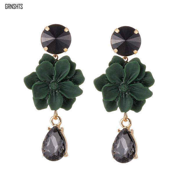 stud korean earrings feminine fashion long flower crystal statement jewelry, Golden;silver
stud korean earrings feminine fashion long flower crystal statement jewelry, Golden;silver