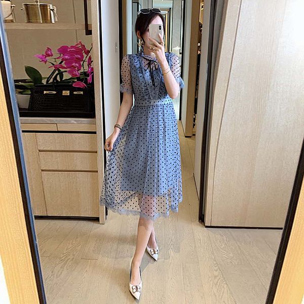 2020 summer high-quality new women's party casual workplace vintage elegant chic dot print mesh fashion dress, Black;gray
2020 summer high-quality new women's party casual workplace vintage elegant chic dot print mesh fashion dress, Black;gray