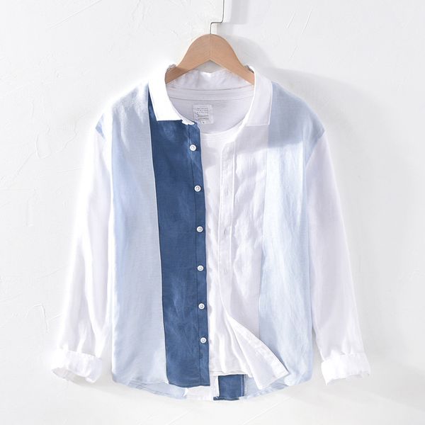 summer men linen contrast color japan minimalism style thin long sleeve turn down square collar male casual shirt, White;black
summer men linen contrast color japan minimalism style thin long sleeve turn down square collar male casual shirt, White;black