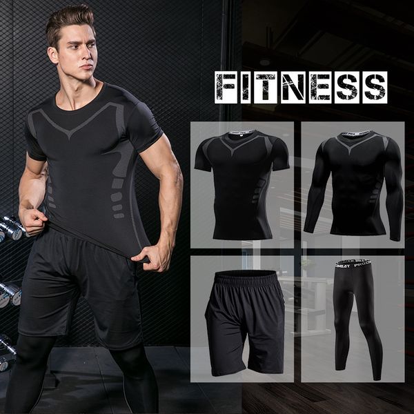 new 4 pcs/set men's tracksuit gym fitness compression sports suit clothes running jogging sport wear exercise workout tights, Black;blue
new 4 pcs/set men's tracksuit gym fitness compression sports suit clothes running jogging sport wear exercise workout tights, Black;blue