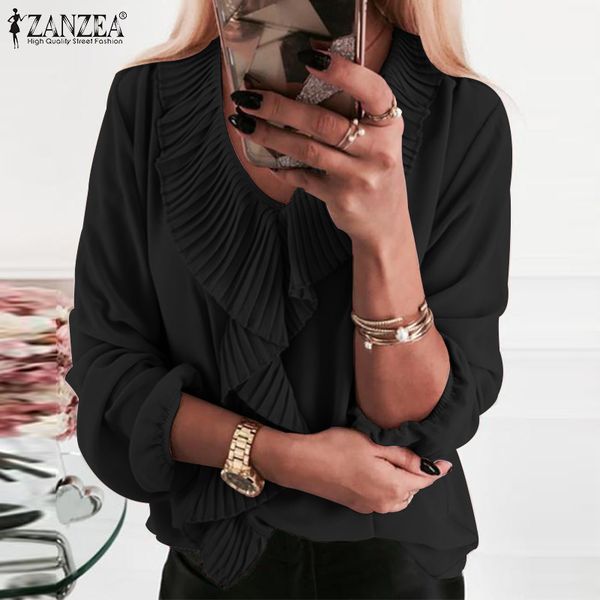 women's blouses & shirts casual solid zanzea women ruffles 2021 spring summer long sleeve tunic office lady work blusas plus size 5xl, White
women's blouses & shirts casual solid zanzea women ruffles 2021 spring summer long sleeve tunic office lady work blusas plus size 5xl, White
