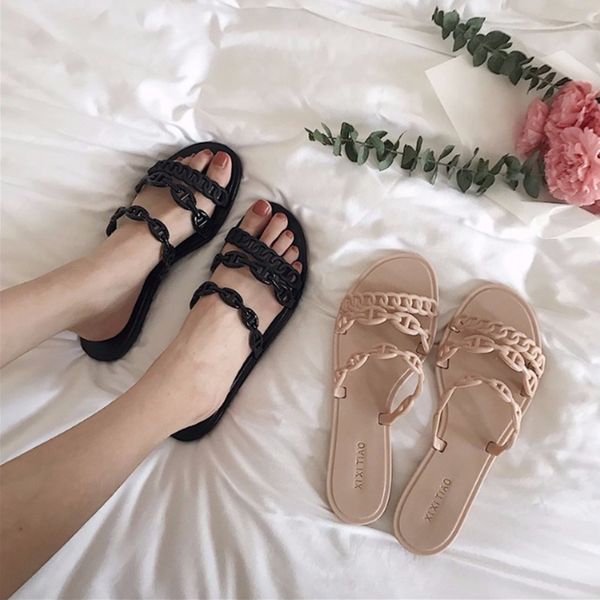 2019 design femme shoes brand pig nose chain summer slide holiday beach plastic jelly slipper shoes flipflops brief fashion, Black
2019 design femme shoes brand pig nose chain summer slide holiday beach plastic jelly slipper shoes flipflops brief fashion, Black