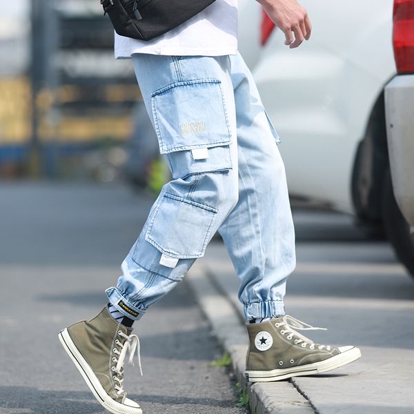 hi-street men jeans streetwear skateboard straight pants man casual elastic jeans, Blue
hi-street men jeans streetwear skateboard straight pants man casual elastic jeans, Blue