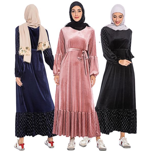 muslim women velevt maxi dress s-3xl plus size islamic women long sleeved swing kaftan with belt, Red
muslim women velevt maxi dress s-3xl plus size islamic women long sleeved swing kaftan with belt, Red