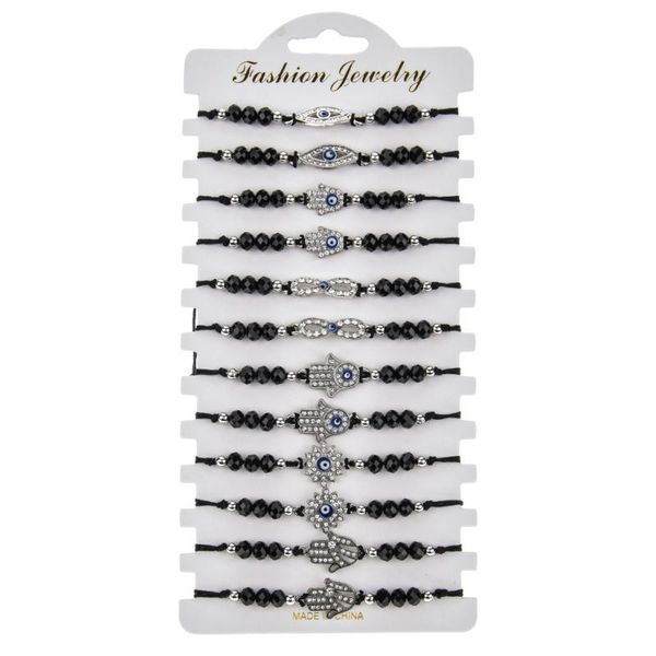 12pc/lot evil eyes crystal braid bracelet set fatima hand rhinestone adjustable handmade chains fashion black bracelets jewelry, Golden;silver
12pc/lot evil eyes crystal braid bracelet set fatima hand rhinestone adjustable handmade chains fashion black bracelets jewelry, Golden;silver