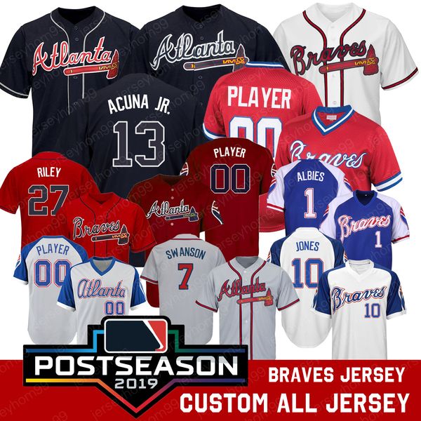 Atlanta 2019 Postseason Braves Jerseys Patch Ronald Acuna Jr. Austin Riley 27 Ozzie Albies Freddie Freeman Dansby Swanson Chipper Jones 10
Atlanta 2019 Postseason Braves Jerseys Patch Ronald Acuna Jr. Austin Riley 27 Ozzie Albies Freddie Freeman Dansby Swanson Chipper Jones 10