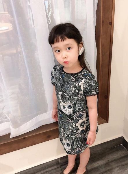 baby dress star moon pattern sweet summer girls dresses, Red;yellow