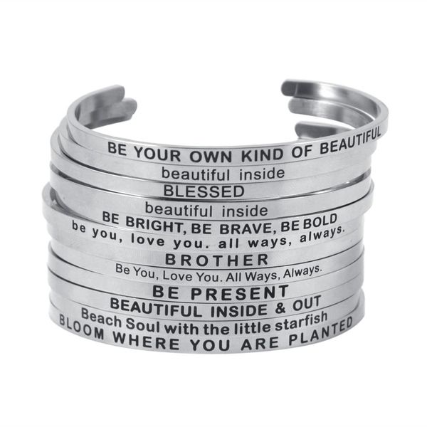 new silver stainless steel bangle 4 mm engraved positive inspirational quote handmade cuff mantra bracelets for women gifts, Black
new silver stainless steel bangle 4 mm engraved positive inspirational quote handmade cuff mantra bracelets for women gifts, Black