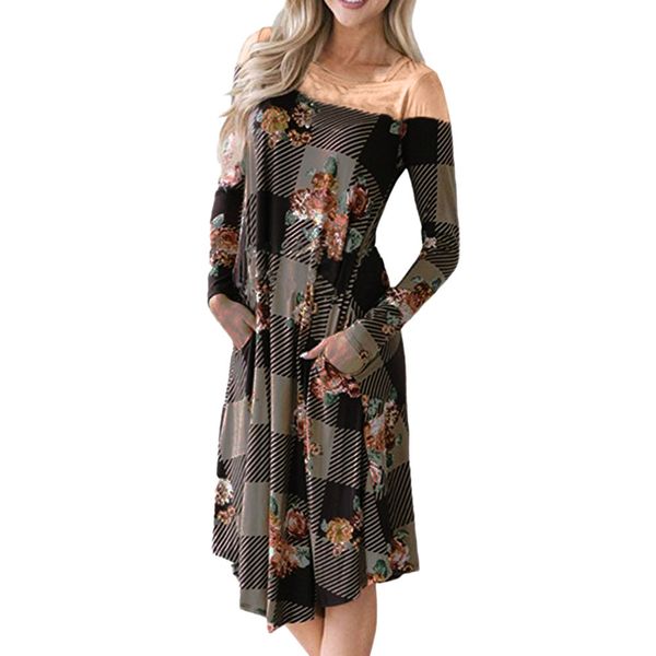 feitong dress womens plaid patchwork casual o-neck printed dresses new fashion bohemian spring knee-length dress 2019, Black;gray
feitong dress womens plaid patchwork casual o-neck printed dresses new fashion bohemian spring knee-length dress 2019, Black;gray