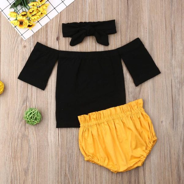 summer 0-24m cute toddler infant baby girls clothes sets off shoulder black + solid shorts+headband outfits set, White
summer 0-24m cute toddler infant baby girls clothes sets off shoulder black + solid shorts+headband outfits set, White